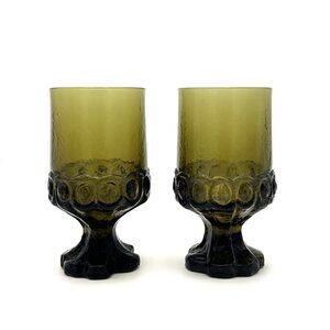 Tiffin Franciscan Madeira Glass Citron Green Wine Goblet Footed Stem Vintage 2